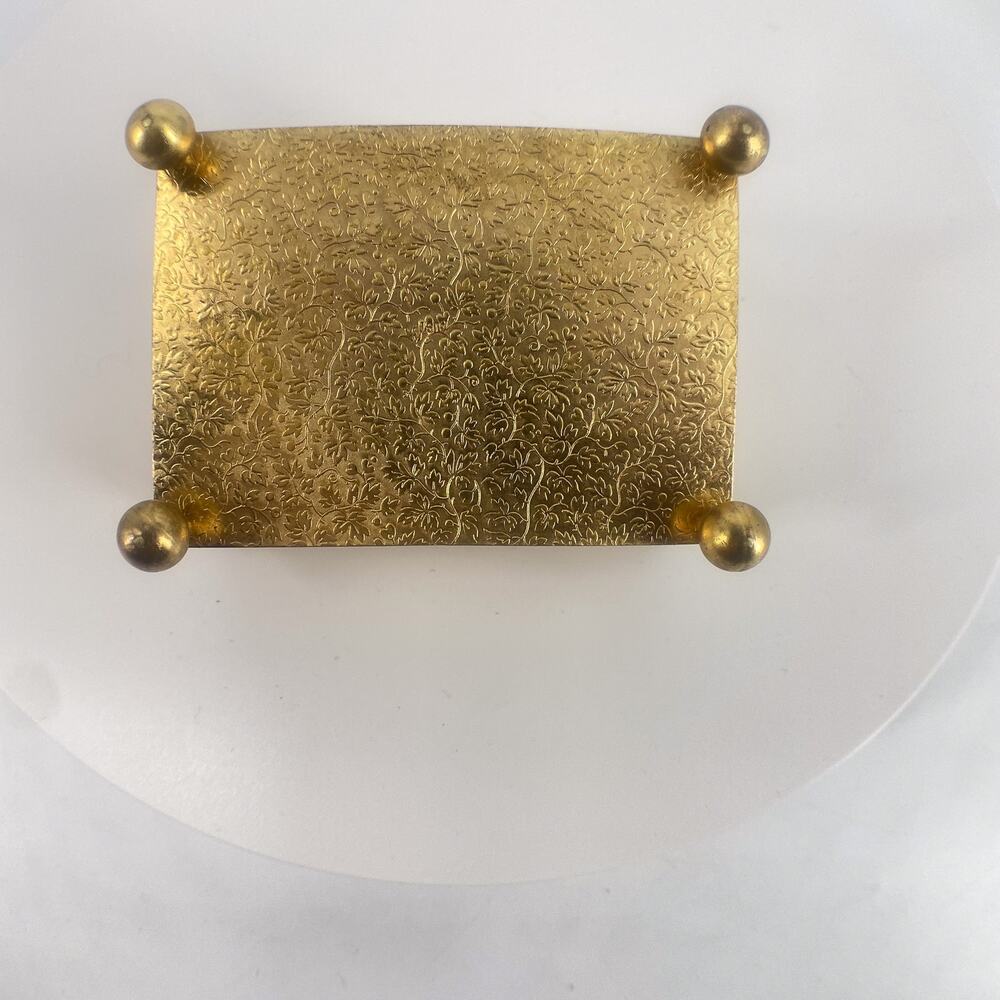 Vintage Austria Jeweled Trinket Box Gold Tone Etched Red Velvet Lined - Picture 6 of 16